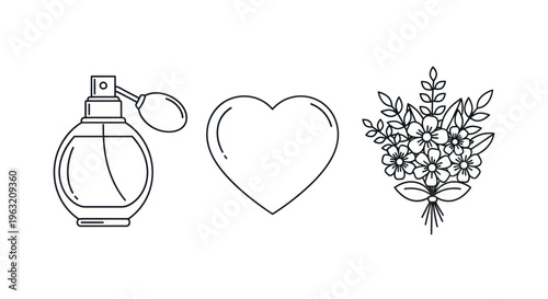 Perfume bottle with heart bouquet.
