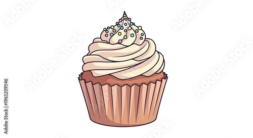 A delicious cupcake with frosting topping.