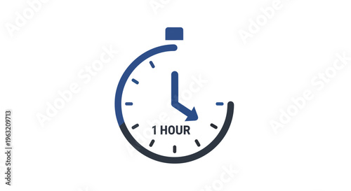 One hour stopwatch timer clock icon.