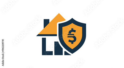 Shield with dollar sign logo symbol.