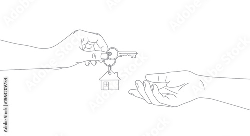 Hands exchanging house keys.