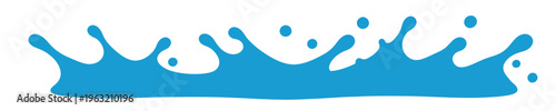 blue water splash border with fluid wave shapes and droplets clean aqua liquid design element