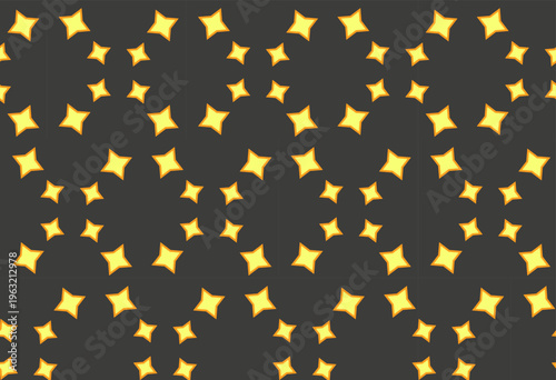Striking seamless background showcasing cute white cartoon stars against a deep black backdrop. Timeless design ideal for nocturnal themes, elegant apparel, or high-contrast graphic layouts.