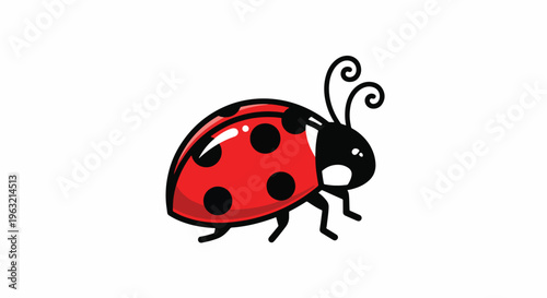 Cute ladybug walking on a plain surface side view