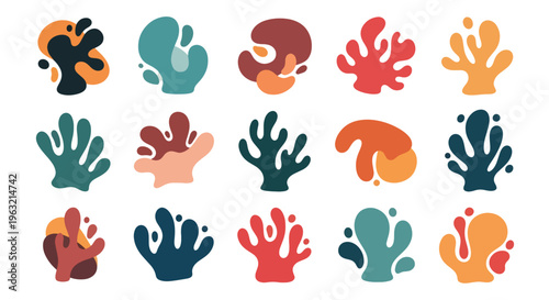 Collection of various colorful hand gestures and shapes