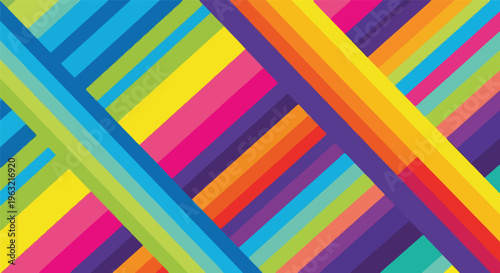 Colorful, abstract composition with overlapping, angled stripes