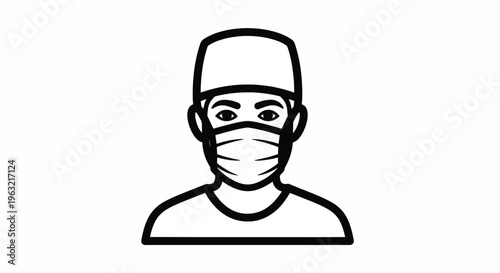 Medical professional wearing protective face mask and cap