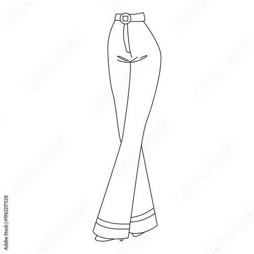 High waist pants line art women fashion trousers