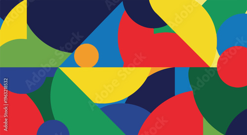 Colorful abstract design with intersecting geometric shapes