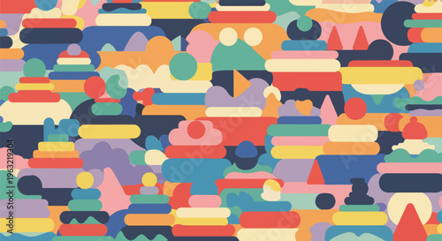 Colorful abstract illustration with various geometric shapes