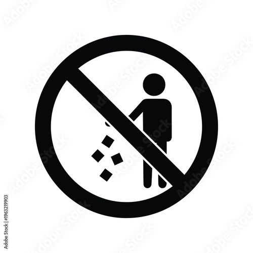 No littering vector illustration of a person prohibited from throwing trash