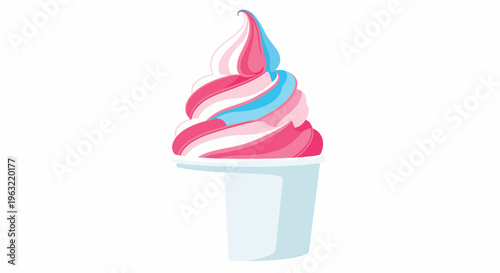 Colorful swirly soft serve ice cream in a cup