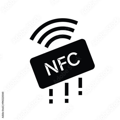 Vector illustration of nfc technology with wi fi signal emitting from a black tag
