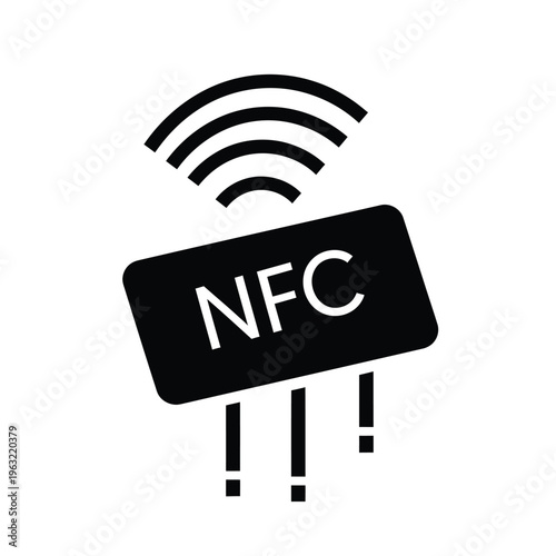 Vector illustration of nfc technology with wi fi signal for wireless communication and data transfer