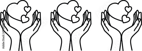 Photos Thin Outline Icon Heart in Hands Two Hands Holding a Heart