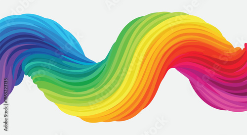 Colorful, flowing, abstract wave design across a white background