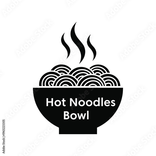 Vector illustration of steaming hot noodles bowl delicious food icon concept