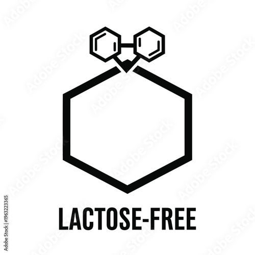 Lactose free vector illustration of chemical structure symbol for lactose free products
