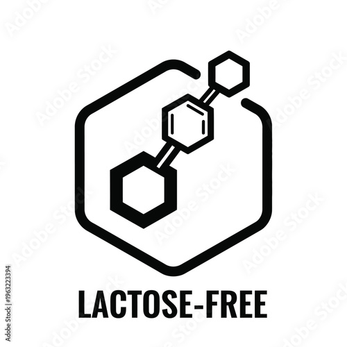 Lactose free vector illustration of molecule structure for dietary labels