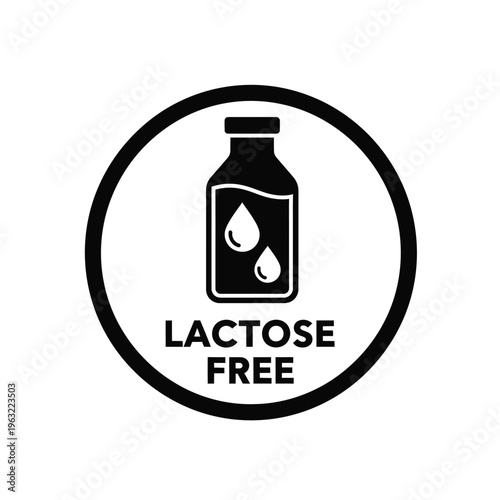 Lactose free vector illustration icon for food and beverage labeling and dietary product identification