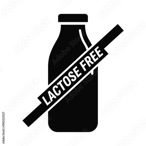 Lactose free vector illustration of a milk bottle with diagonal label