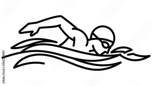 Vector illustration of a swimmer in a swimming cap gliding through water
