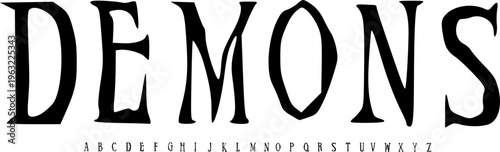 Demons Horror Serif Font Alphabet – Gothic Sharp Display Typeface with Dark Evil Aesthetic for Halloween Posters, Metal Band Logos, Horror Branding & Spooky Typography Design