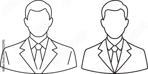 Businessmen Silhouettes in Suits, Professional Men Icon, Corporate Team Concept, Formal Attire Outline, Vector Graphic for Business and Finance, Human Resources