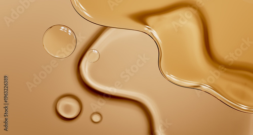 Εκτύπωση καμβά Horizontal golden yellow transparent viscous oil smudge stroke on matching backdrop