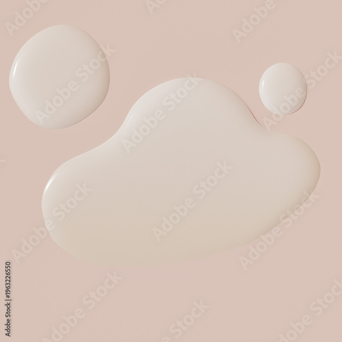 Tableau sur toile Neutral beige opaque viscous liquid puddle flat lay swatch