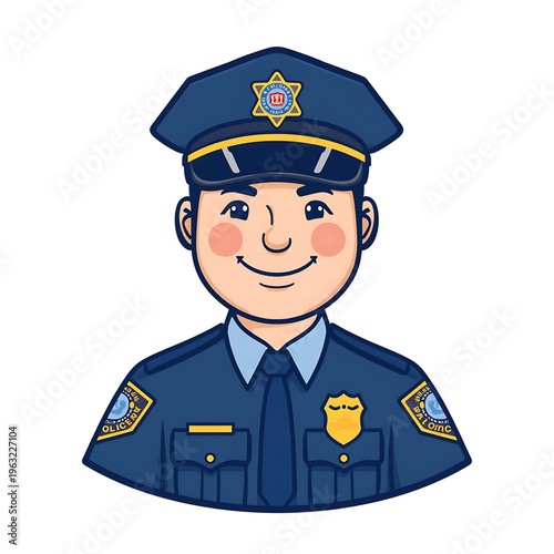 Cute Police Officer Mascot Character in Uniform Law Enforcement Vector Illustration