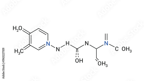 Detailed molecular chemical structure diagram showing various atomic bonds and groups for scientific research.