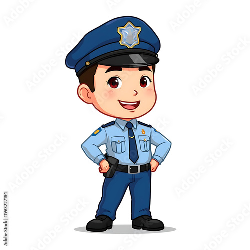 Cute Police Officer Mascot Character in Uniform Law Enforcement Vector Illustration