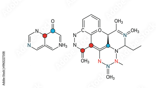 Technical illustration showing the chemical structural formulas of two different and complex organic molecules.