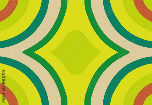 Colorful abstract design with concentric shapes and vibrant patterns creating visual interest