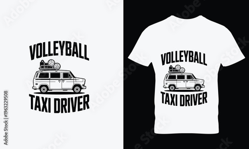 Volleyball taxi driver tshirt with van and balls