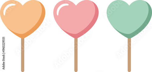 Sweet heart lollipops, a charming colorful vector illustration artwork
