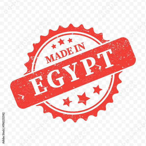 Red vintage rubber stamp vector for commercial products made in Egypt with distressed grunge texture