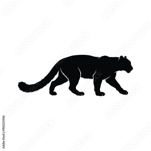 Black panther silhouette walking right animal