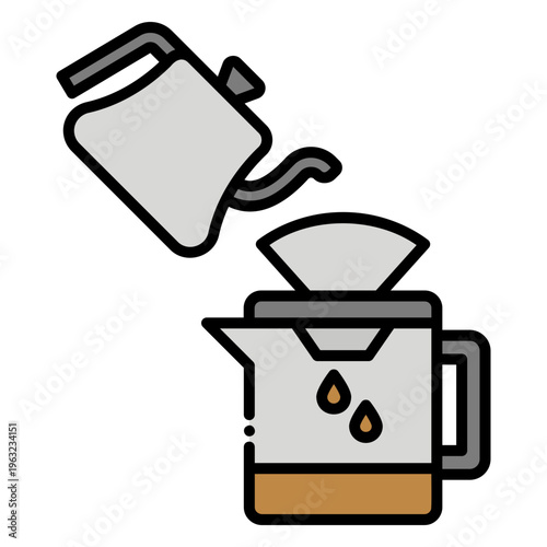 Pour Over Coffee Brewing Illustration
