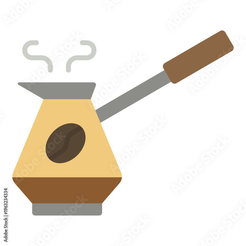 Coffee Brewing in Traditional Turkish Coffee Pot