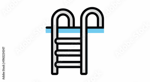 Swimming pool ladder with railings and steps