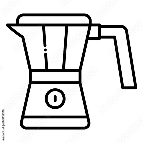 Moka Pot Line Art Icon for Coffee Brewing