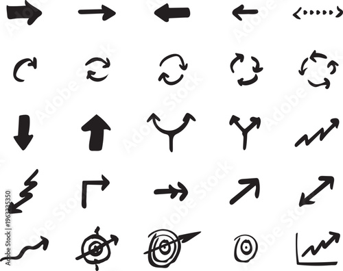 Hand Drawn Arrow Icons Set Doodle Direction Symbols