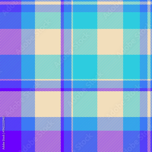 Royal textile fabric seamless, presentation plaid check texture. Custom pattern background tartan vector in light and cyan colors.