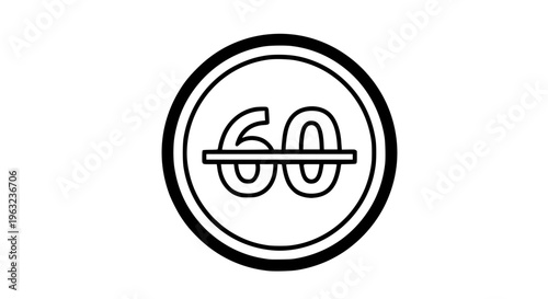 Efficient 60-minute or second duration icon, perfect for swift task timing and smooth workflow processes