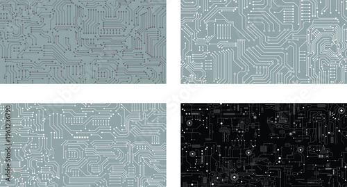High-Tech Motherboard Line Art Pattern. Minimal PCB Trace Design Texture