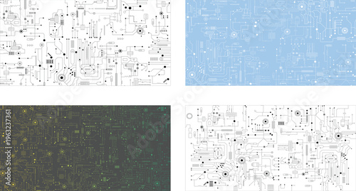 Futuristic Circuit Board Background Pattern Set