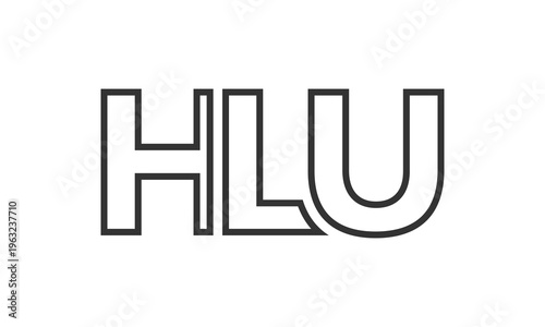 HLU logo design template with strong and modern bold text. Initial based vector logotype featuring simple and minimal typography. Trendy company identity.