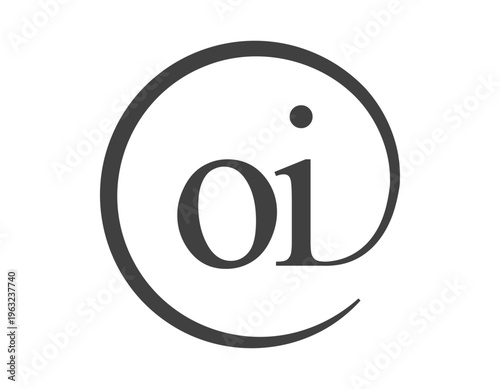 OI logo from two letter with circle shape email sign style. O and I round logotype of business company